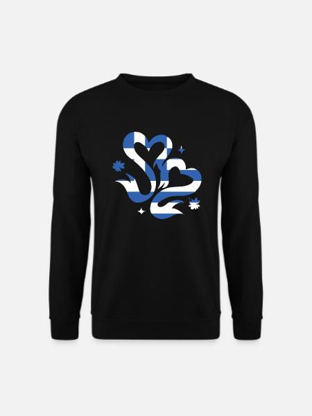 Griechenland Flagge Hellas Athen Griechische Fahne - Unisex Pullover - Schwarz