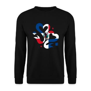 France Flag Distressed Look French Flag - Unisex Sweatshirt - black - Front - Alina (178cm) & Michal (187cm)