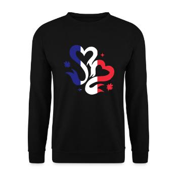 Frankreich Flagge Used Look Französische Fahne - Unisex Pullover - Schwarz - Vorne - Alina (178cm) & Michal (187cm)