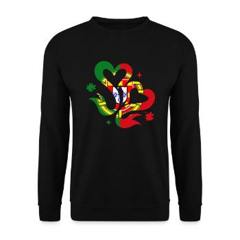 Portugal Flagge Used Look Portugiesische Fahne - Unisex Pullover - Schwarz - Vorne - Alina (178cm) & Michal (187cm)