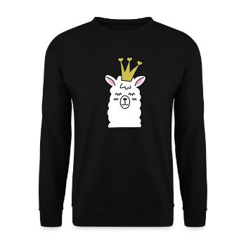 Lama Lama Alpaka Lama Lama Königin - Unisex Pullover - Schwarz - Vorne - Alina (178cm) & Michal (187cm)