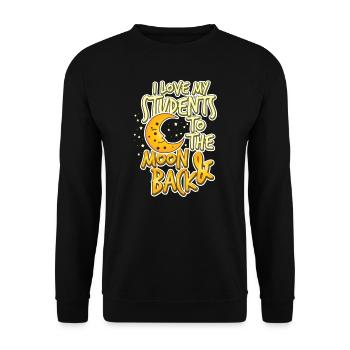 Teacher Teacher's Day Moon and Back Lehrergeschenk - Unisex Pullover - Schwarz - Vorne - Alina (178cm) & Michal (187cm)