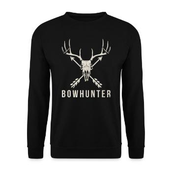 Bowhunter Deer Skull Minimalist Bowhunting Gift - Unisex Sweatshirt - black - Front - Alina (178cm) & Michal (187cm)