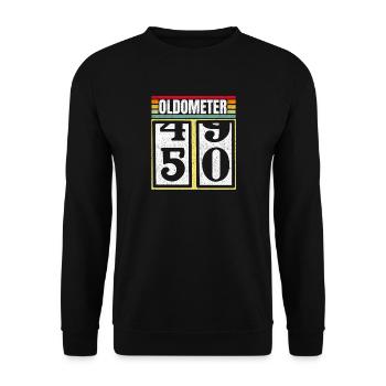 Oldometer 49 50 Funny 50th Birthday Retro Gift - Unisex Sweatshirt - black - Front - Alina (178cm) & Michal (187cm)