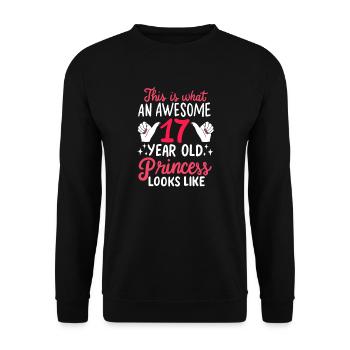Awesome 17 Jahre alte Prinzessin 17. Geburtstagsgeschenk - Unisex Pullover - Schwarz - Vorne - Alina (178cm) & Michal (187cm)