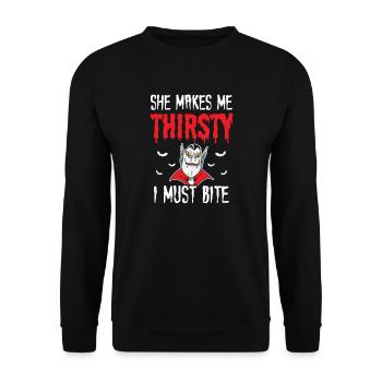 Halloween elle me donne soif doit mordre le vampire - Sweat-shirt Unisexe - noir - Devant - Alina (178cm) & Michal (187cm)
