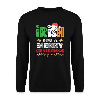 Irlandais vous un joyeux Noël drôle de vacances de Noël - Sweat-shirt Unisexe - noir - Devant - Alina (178cm) & Michal (187cm)