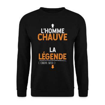 Chauve la légende humour drole collègue chauve - Sweat-shirt Unisexe - noir - Devant - Alina (178cm) & Michal (187cm)