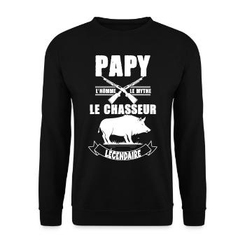 Papy de légende et chasseur humour pour mon papy - Sweat-shirt Unisexe - noir - Devant - Alina (178cm) & Michal (187cm)