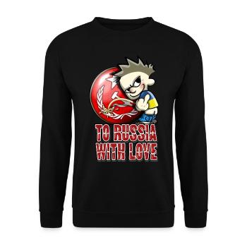 Greetings from Ukraine - To Russia with Love - Unisex Pullover - Schwarz - Vorne - Alina (178cm) & Michal (187cm)