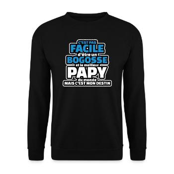 pas facile etre bogosse et meilleur papy du monde - Sweat-shirt Unisexe - noir - Devant - Alina (178cm) & Michal (187cm)