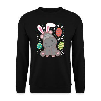 Hippo Wearing Rabbit Ears Funny Easter Sunday - Unisex Sweatshirt - black - Front - Alina (178cm) & Michal (187cm)