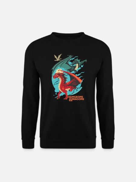 Dungeons And Dragons Roter Und Grüner Drache - Unisex Pullover - Schwarz