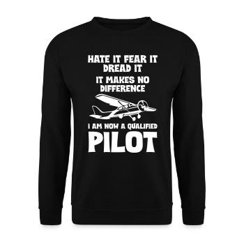 I am now a qualified pilot - Unisex Sweatshirt - black - Front - Alina (178cm) & Michal (187cm)