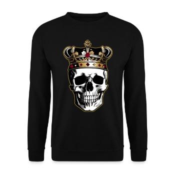 Totenkopf mit goldener Krone - Unisex Pullover - Schwarz - Vorne - Alina (178cm) & Michal (187cm)