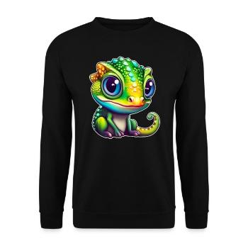 Cute little chameleon - Unisex Sweatshirt - black - Front - Alina (178cm) & Michal (187cm)