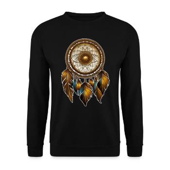 Spiritueller Traumfänger - Unisex Pullover - Schwarz - Vorne - Alina (178cm) & Michal (187cm)