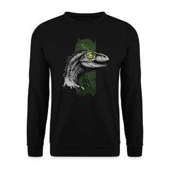 Gefiedertes Raubtier: Velociraptors Herrschaft - Unisex Pullover - Schwarz - Vorne - Alina (178cm) & Michal (187cm)
