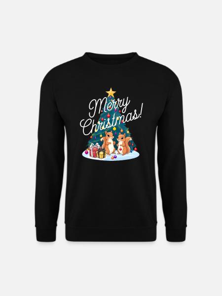 Eichhörnchen Weihnachten Tannenbaum Weihnachtsbaum - Unisex Pullover - Schwarz
