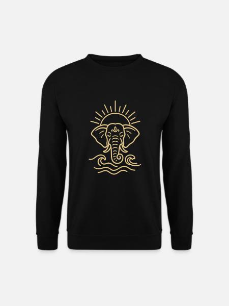 Ganesha Elefant Line Art Spirituell - Unisex Pullover - Schwarz