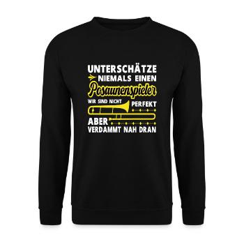 Posaunenspieler Posaune Posaunist Musikinstrument - Unisex Pullover - Schwarz - Vorne - Alina (178cm) & Michal (187cm)