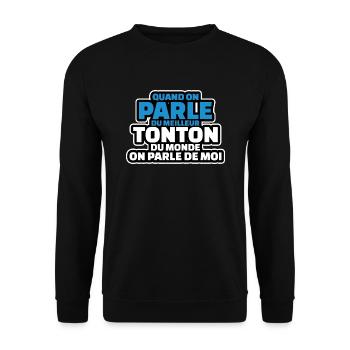 on parle meilleur tonton du monde on parle de moi - Sweat-shirt Unisexe - noir - Devant - Alina (178cm) & Michal (187cm)