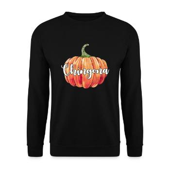 Chingona Kürbis - Unisex Pullover - Schwarz - Vorne - Alina (178cm) & Michal (187cm)
