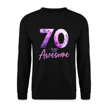 70 Jahre 70 Geburtstag Geschenk Frau - Unisex Pullover - Schwarz - Vorne - Alina (178cm) & Michal (187cm)