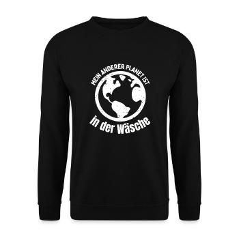 Mein anderer Planet ist in der Wäsche - Unisex Pullover - Schwarz - Vorne - Alina (178cm) & Michal (187cm)