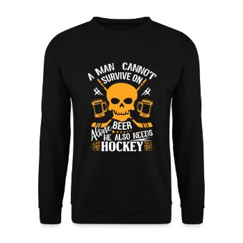 A man needs hockey - Unisex Sweatshirt - black - Front - Alina (178cm) & Michal (187cm)