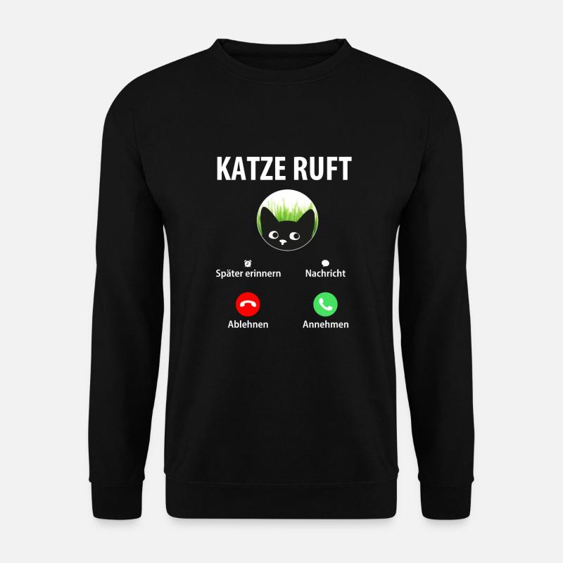 Katze ruft an Annehmen Ablehnen Smartphone Handy - Unisex Pullover - Schwarz