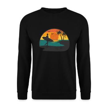 SURFER SURF LAKE BEACH HOLIDAY SURFING KITE MOTIF - Unisex Sweatshirt - black - Front - Alina (178cm) & Michal (187cm)