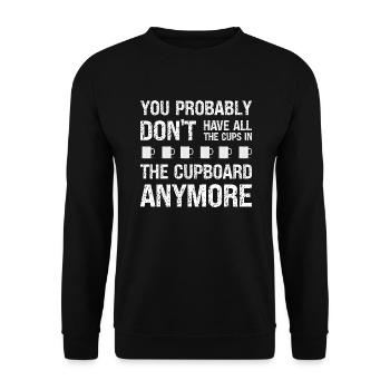 Denglisch Du Hast Wahrscheinlich Tassen Im Schrank - Unisex Pullover - Schwarz - Vorne - Alina (178cm) & Michal (187cm)