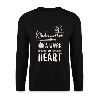Kindergarten is a work of heart - Unisex Sweatshirt - black - Front - Alina (178cm) & Michal (187cm)