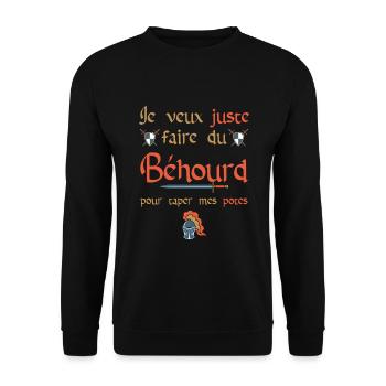 Cadeau drôle béhourd pote baston marrant - Sweat-shirt Unisexe - noir - Devant - Alina (178cm) & Michal (187cm)