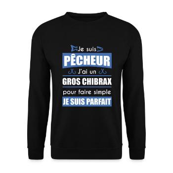 pêcheur pêche | gros chibrax | cadeau beauf - Sweat-shirt Unisexe - noir - Devant - Alina (178cm) & Michal (187cm)