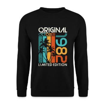 Octobre 1982 Cadeau d’anniversaire de naissance - Sweat-shirt Unisexe - noir - Devant - Alina (178cm) & Michal (187cm)
