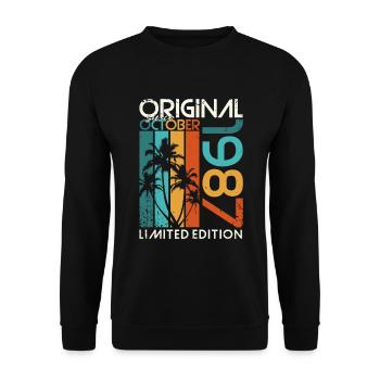 Octobre 1987 Cadeau d’anniversaire de naissance - Sweat-shirt Unisexe - noir - Devant - Alina (178cm) & Michal (187cm)