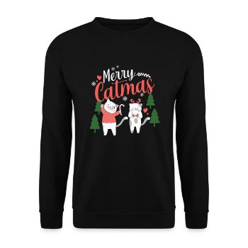 Merry Catmas cat Christmas gift - Unisex Sweatshirt - black - Front - Alina (178cm) & Michal (187cm)