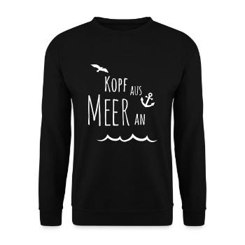 Küsten-Sehnsucht - KOPF AUS MEER AN - mit Wellen - Unisex Pullover - Schwarz - Vorne - Alina (178cm) & Michal (187cm)