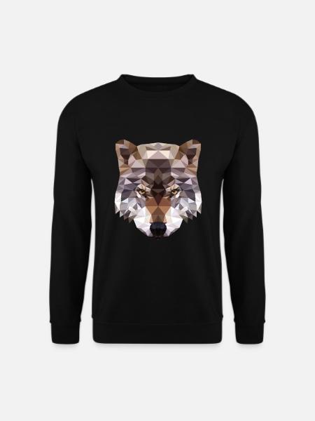 Polygon Wolf - Wolfkopf Geometrie - Unisex Pullover - Schwarz