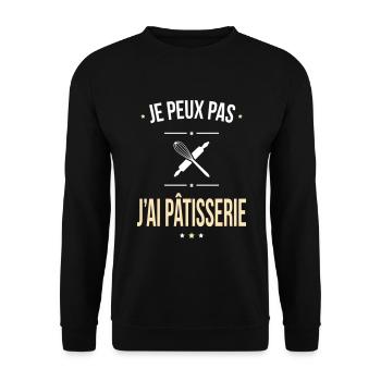 Je peux pas j'ai pâtisserie - Cadeau gourmand - Sweat-shirt Unisexe - noir - Devant - Alina (178cm) & Michal (187cm)