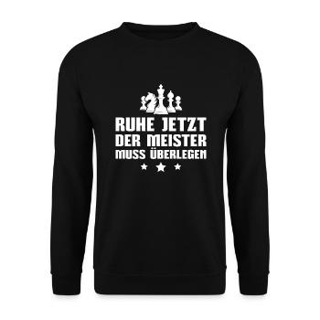 Schach Der Meister muss überlegen Schachspieler - Unisex Pullover - Schwarz - Vorne - Alina (178cm) & Michal (187cm)
