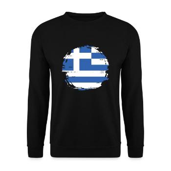 Griechenland Flagge Hellas Athen Griechische Fahne - Unisex Pullover - Schwarz - Vorne - Alina (178cm) & Michal (187cm)