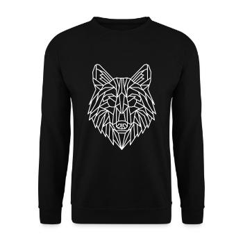 Wolf Geometric Line - Unisex Sweatshirt - black - Front - Alina (178cm) & Michal (187cm)
