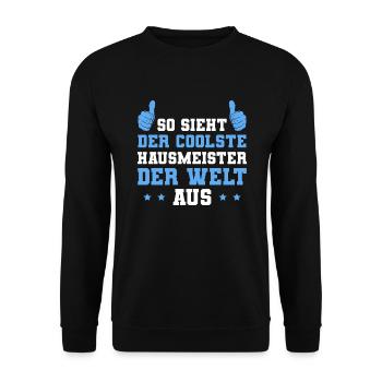 Hausverwaltung Coolester Hausmeister Geschenk - Unisex Pullover - Schwarz - Vorne - Alina (178cm) & Michal (187cm)