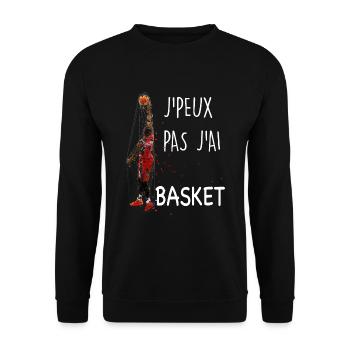 Basket Basketteur Citation Humour Homme et Enfant - Sweat-shirt Unisexe - noir - Devant - Alina (178cm) & Michal (187cm)