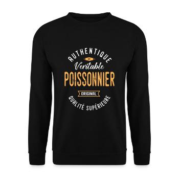 poissonnier authentique profession métier - Sweat-shirt Unisexe - noir - Devant - Alina (178cm) & Michal (187cm)