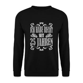 Ich habe Recht seit 25 Jahren Ehe Silberhochzeit - Unisex Pullover - Schwarz - Vorne - Alina (178cm) & Michal (187cm)