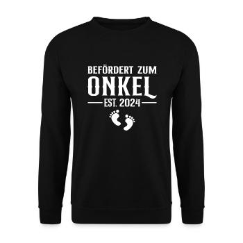 Onkel 2024 Schwangerschaft ankündigen - Unisex Pullover - Schwarz - Vorne - Alina (178cm) & Michal (187cm)